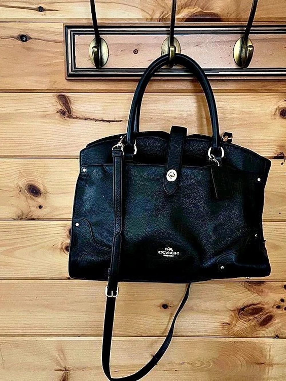 Coach Mercer Satchel 30 Black Leather Tote Bag